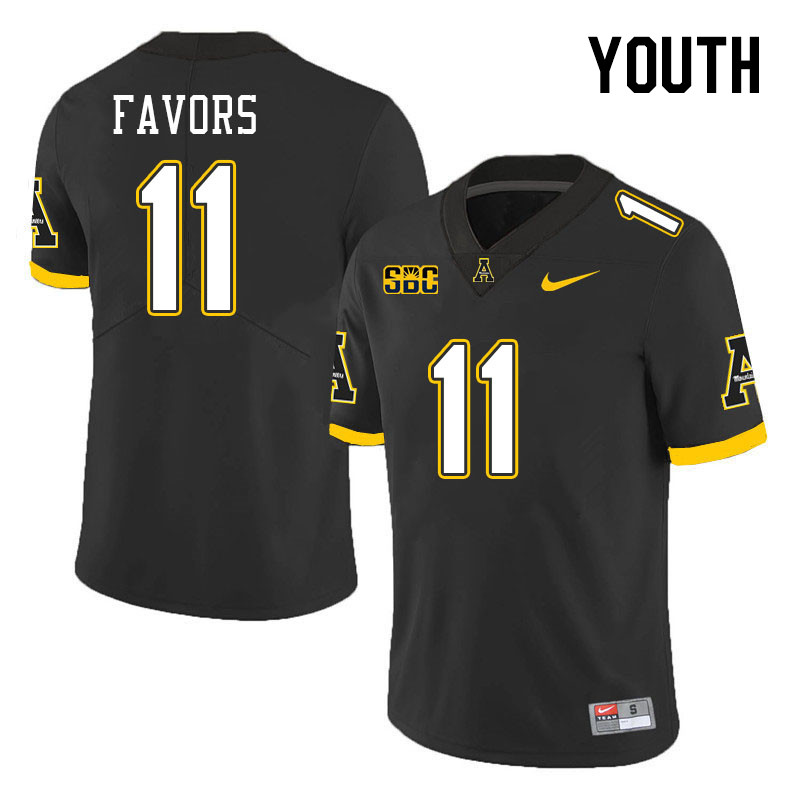 Youth #11 Jordan Favors Appalachian State Mountaineers College Football Jerseys Stitched Sale-Black